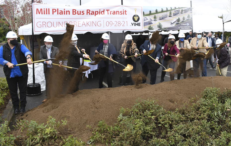 Mill Plain BRT groundbreaking shovel ceremony
